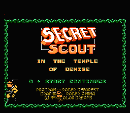 Secret Scout in the Temple of Demise (Homebrew) — Title screen